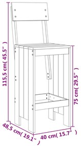 ΣΚΑΜΠΟ ΜΠΑΡ 2 ΤΕΜ. ΓΚΡΙ 40 X 48,5 X 115,5ΕΚ. ΜΑΣΙΦ ΞΥΛΟ ΠΕΥΚΟΥ 825361