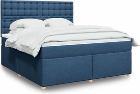 vidaXL Κρεβάτι Boxspring με Στρώμα Μπλε 180x200 εκ. Υφασμάτινο