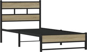 vidaXL Σκελετός Κρεβ. Χωρίς Στρώμα Sonoma Δρυς 90x200 εκ. Μεταλλικό
