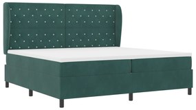 vidaXL κρεβάτι box spring  με στρώμα σκούρο πράσινο 200x200 εκ. βελούδινο