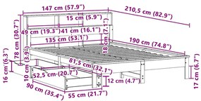 ΚΡΕΒΑΤΙ ΒΙΒΛΙΟΘΗΚΗ ΧΩΡΙΣ ΣΤΡΩΜΑ 135X190 ΕΚ ΜΑΣΙΦ ΞΥΛΟ ΠΕΥΚΟΥ 3309824