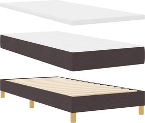 vidaXL LED Κρεβάτι με βάθρο Σκούρο Καφέ 100 x 200 cm ύφασμα