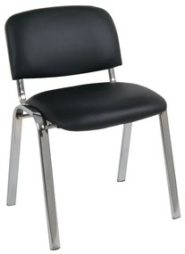 SIGMA Καρέκλα Στοιβαζόμενη Γραφείου Επισκέπτη, Χρώμιο, PVC Μαύρο -  55x60x79cm / Σωλ.35x16/1mm