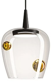 Κρεμαστό Φωτιστικό Οροφής LED 8W Μαύρη Βάση IP40 Φ27cm 2700K Dimmable Bilia Zafferano-LBA4023-Χρυσό LBA4023