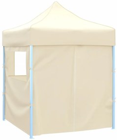 vidaXL Κιόσκι Πτυσσόμενο με 4 Πλευρικά Τοιχώματα Κρεμ 2x2 μ. Ατσάλινο