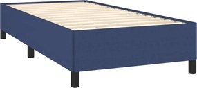 vidaXL Κρεβάτι Boxspring με Στρώμα Μπλε 100 x 200 εκ. Υφασμάτινο