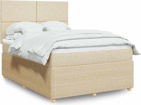 vidaXL Κρεβάτι Boxspring με Στρώμα Κρεμ 160x200 εκ. Υφασμάτινο