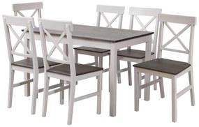 DAILY Set Τραπεζαρία Ξύλινη Σαλονιού - Κουζίνας: Τραπέζι   6 Καρέκλες / Άσπρο - Dark Oak  Table:150x90x73 Chair:43x48x94 [-Άσπρο/Καρυδί-] [-Ξύλο-] Ε784,1S