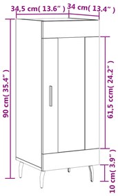 Ντουλάπι Sonoma Δρυς 34,5x34x90 εκ. από Επεξεργασμένο Ξύλο - Καφέ