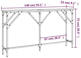 Τραπέζι Κονσόλα Καπνιστή Δρυς 140 x 23 x 75 εκ. Επεξεργ. Ξύλο - Καφέ