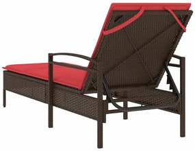 vidaXL Ξαπλώστρα με Μαξιλάρι Καφέ 63x200x81 εκ. από Συνθετικό Ρατάν (μόνο για τις ΗΠΑ)