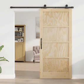vidaXL Συρόμενη Πόρτα με Σετ Υλικών 93x202 εκ. Μασίφ Ξύλο Πεύκου