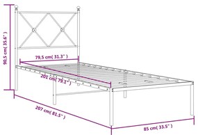 ΠΛΑΙΣΙΟ ΚΡΕΒΑΤΙΟΥ ΜΕ ΚΕΦΑΛΑΡΙ ΜΑΥΡΟ 80 X 200 ΕΚ. ΜΕΤΑΛΛΙΚΟ 376493