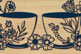 Σετ των 3 Intra απο ξύλο plywood 3mm-4mm πάχος - Σετ τσαγιού Cricut με λουλούδια Δίασταση 4x4 cm INTRAFABR-91067483