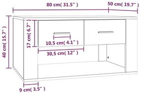 Τραπεζάκι Σαλονιού Καφέ Δρυς 80x50x40 εκ. Επεξεργασμένο Ξύλο - Καφέ