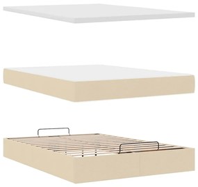 vidaXL Οθωμανικό κρεβάτι με στρώμα Cream 140x200cm ύφασμα