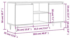 Έπιπλο Τηλεόρασης Λευκό 104 x 35 x 50 εκ. από Επεξεργ. Ξύλο - Λευκό