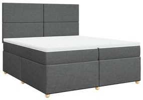 vidaXL Κρεβάτι Boxspring με Στρώμα Σκούρο Γκρι 200x200 εκ. Υφασμάτινο