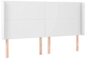 Κεφαλάρι με Πτερύγια Λευκό 163x16x118/128 εκ. Συνθετικό Δέρμα - Λευκό
