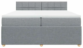 vidaXL Κρεβάτι Boxspring με Στρώμα Ανοιχτό Γκρι 200x200 εκ. Υφασμάτινο