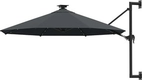 vidaXL Ομπρέλα Κήπου Επιτοίχια με LED Ανθρακί 300 εκ.