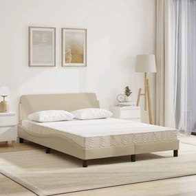 vidaXL Κρεβάτι με Στρώμα Dover Κρεμ 140x190 εκ. Υφασμάτινο