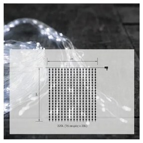 Λαμπάκια Κουρτίνα 320 LED Ασημί ΙΡ44 Σύρμα 2x2m Ψυχρό Φως 27-00262 Panagoulas-27-00262-Ασημί 27-00262
