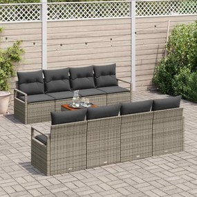 vidaXL Σετ Καναπέ Κήπου με μαξιλάρι 9 pcs Γκρι Πολυ ράταν