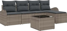 vidaXL Σετ Καναπέ Κήπου 6 pcs Γκρι συνθετικό ρατάν