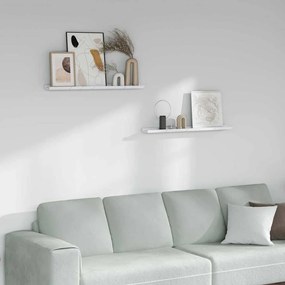 vidaXL Ράφι Τοίχου με ράφι Επιτοίχιο 2 pcs Λευκό Μάρμαρο 80 x 9 x 3 cm