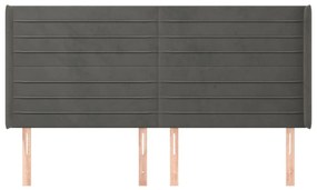 vidaXL Κεφαλάρι με Πτερύγια Σκούρο Γκρι 203x16x118/128 εκ. Βελούδινο