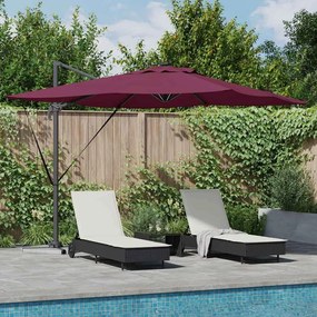vidaXL Cantilever Roma Παράσολα με LED σε Bordeaux Red, 286 x 285 x 270 εκ. από αλουμίνιο.