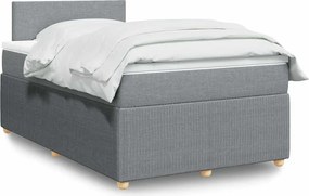 vidaXL Κρεβάτι Boxspring με Στρώμα Ανοιχτό Γκρι 120x200 εκ. Υφασμάτινο