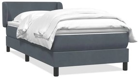 vidaXL Κρεβάτι Boxspring με Στρώμα Σκούρο Γκρι 80x220 εκ. Βελούδινο