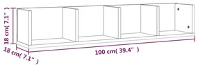 Ραφιέρα Τοίχου για CD Γκρι Sonoma 100x18x18 εκ. Επεξεργ. Ξύλο - Γκρι