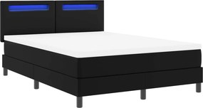 vidaXL Κρεβάτι με ελατήρια Μαύρο 140 x 190 cm Τεχνητό δέρμα
