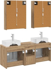 vidaXL Σετ Ντουλαπιών Μπάνιου 5 pcs Artisan Δρυς Επεξεργασμένο Ξύλο