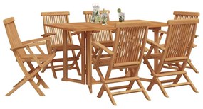 vidaXL Σέτ φαγητού για κήπο 7 pcs Καφέ 150 x 90 x 75 cm