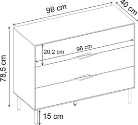 Συρταριέρα Marquise Megapap χρώμα sandstone 98x40x78,5εκ.