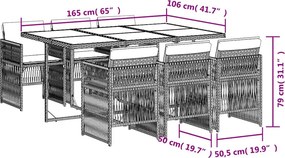 vidaXL Σετ Τραπεζαρίας Κήπου 7 τεμ. Μικτό Μπεζ Συνθ. Ρατάν &amp; Μαξιλάρια
