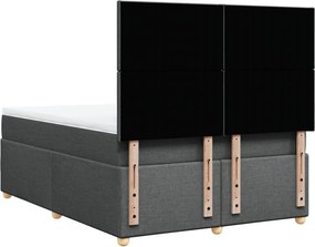 vidaXL Κρεβάτι Boxspring με Στρώμα Σκούρο Γκρι 140x200 εκ Υφασμάτινο