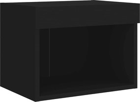 vidaXL Κομοδίνο Επιτοίχιο με Φώτα LED Μαύρο