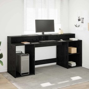 vidaXL Γραφείο με ράφι Μαύρη δρυς 200 x 55 x 91 εκ. Επεξεργασμένο ξύλο