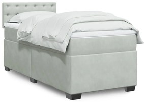 Κρεβάτι Boxspring με Στρώμα Ανοιχτό Γκρι 80x200 εκ. Βελούδινο