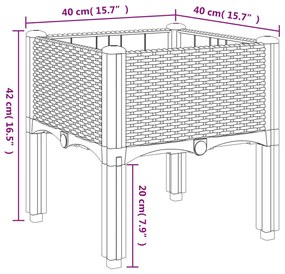 Ζαρντινιέρα Κήπου με Πόδια Μαύρη 40x40x42 εκ. Πολυπροπυλένιο - Μαύρο