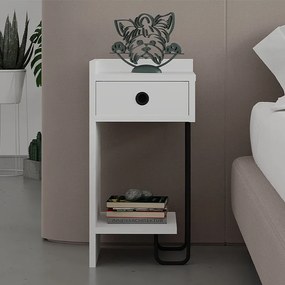 Κομοδίνο Sirius Megapap αριστερό χρώμα λευκό 32x30x61εκ.