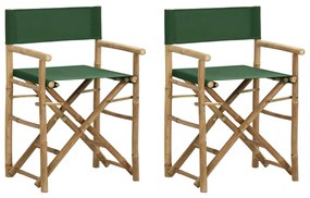 313032 vidaXL Καρέκλες Σκηνοθέτη Πτυσσόμενες 2 τεμ. Πράσινες Μπαμπού / Ύφασμα Πράσινο, 1 Τεμάχιο