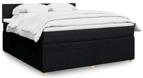 vidaXL Κρεβάτι Boxspring με Στρώμα Μαύρο 180x200 εκ. Υφασμάτινο