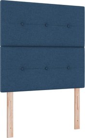 vidaXL LED Κρεβάτι με βάθρο με στρώμα Μπλε 80 x 200 cm ύφασμα