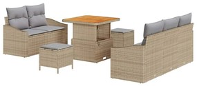 vidaXL Σετ Καναπέ Κήπου με μαξιλάρι 8 pcs Μπεζ Πολυ ράταν